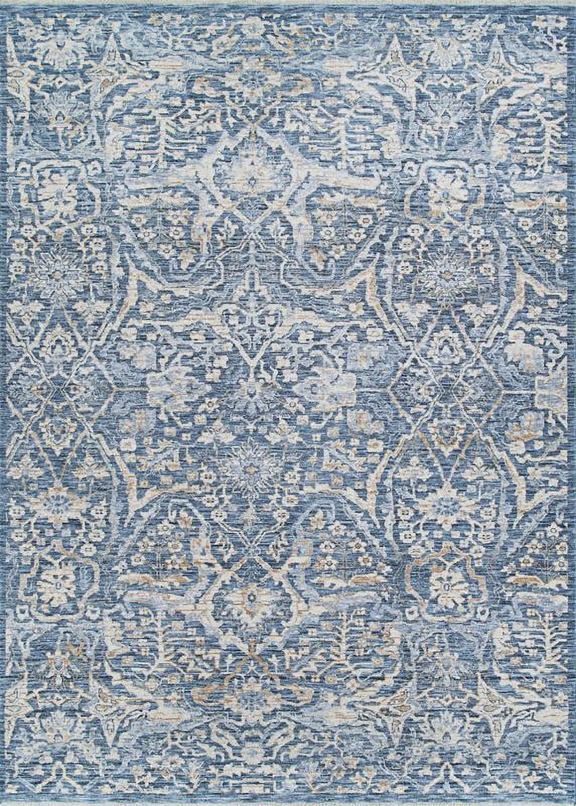 Chic Traditional Chobi-Inspired Blue Rectangular Rug