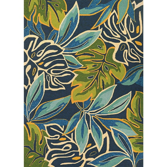 Couristan Covington Areca Palms Indoor/Outdoor Area Rug, 2'6" x 8'6" Runner, Azure-Forest Green