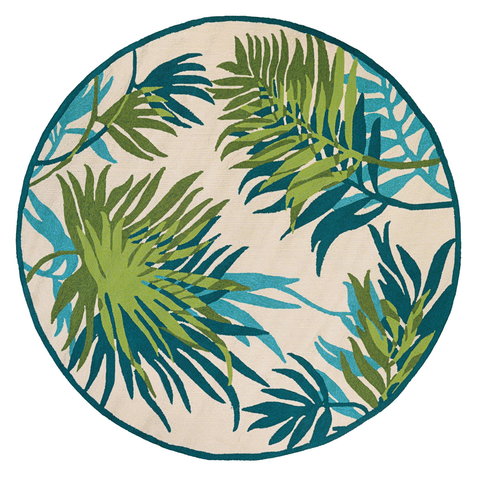 Ivory Floral Round Synthetic Easy Care Rug, 7'10"