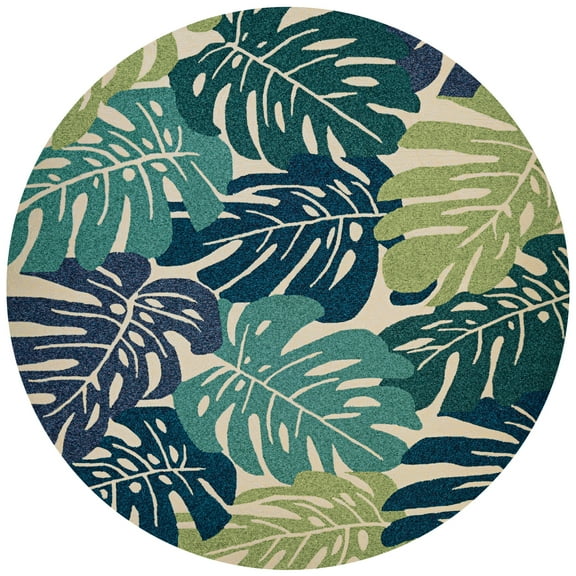 Couristan Covington Monstera Cream-Multicolor Indoor / Outdoor Area Rug, 7'10" Round