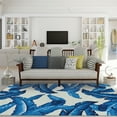 thumbnail image 1 of Couristan Covington Palm Leaves 2' x 8' Blue Floral Outdoor Rug, 1 of 10