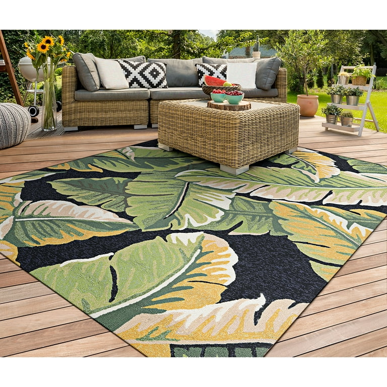 Couristan Ington Rainforest Indoor Outdoor Area Rug 2 X 4 Forest Green Black Com