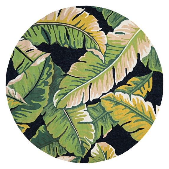 Couristan Covington Rainforest Indoor/Outdoor Area Rug, 7'10" Round, Forest Green-Black