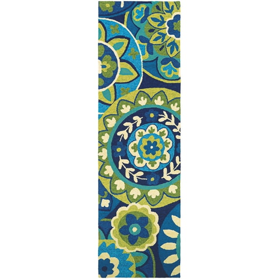Couristan Covington Rip Tide Ocean-Green Indoor / Outdoor Area Rug, 2'6" x 8'6" Runner