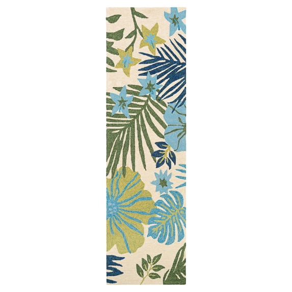 Couristan Covington Summer Laelia Indoor/Outdoor Area Rug, 2'6" x 8'6" Runner, Ivory-Fern