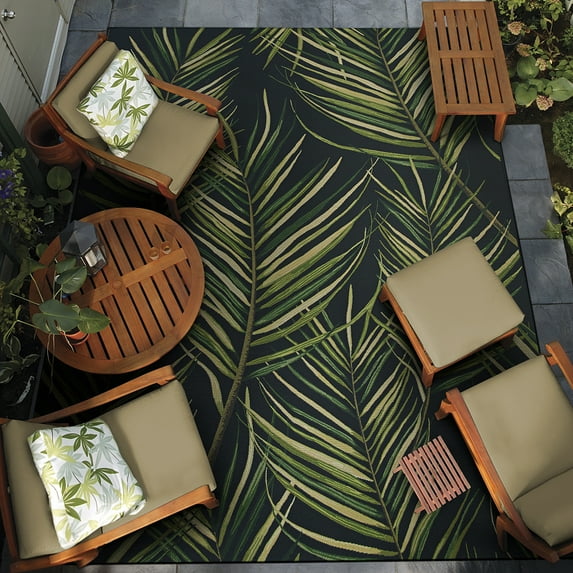 Couristan Dolce Bamboo Forest Indoor/Outdoor Area Rug, 5'3" x 7'6", Cool Onyx