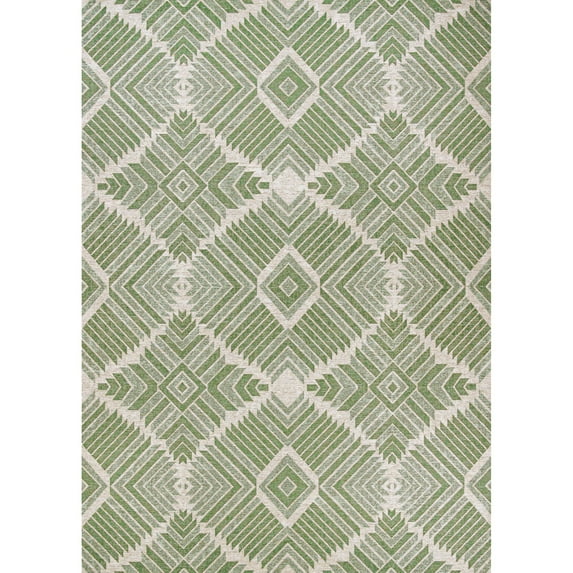 Couristan 2.25' x 3.9' Green and Gray Rectangular Outdoor Area Throw Rug