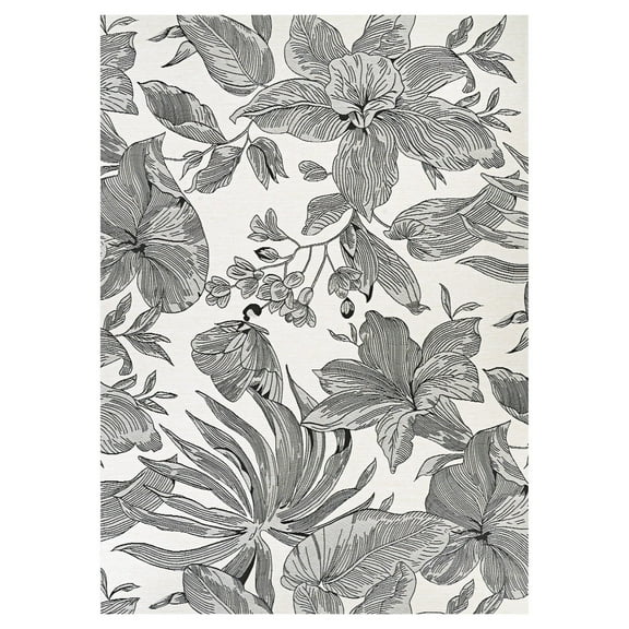 Couristan Dolce Flora 2'3" x 3'11" Snow Indoor/Outdoor Rug