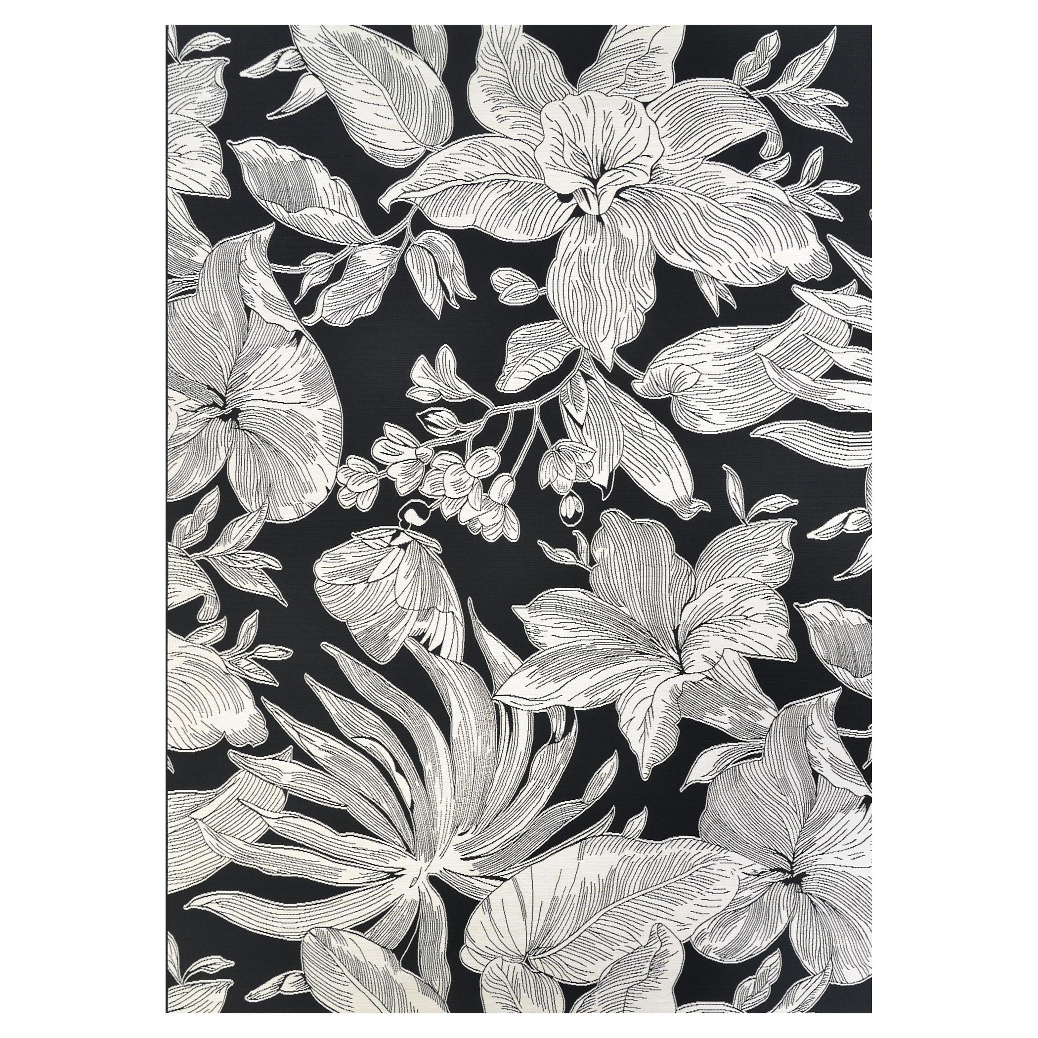 Couristan Dolce Flora 4' x 5'10" Nero Black Outdoor Rug