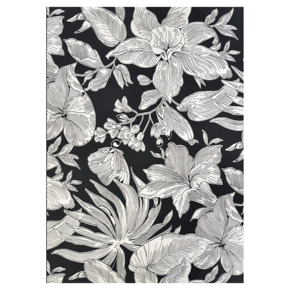 Couristan Dolce Flora 8'1" x 11'2" Nero Black Outdoor Rug