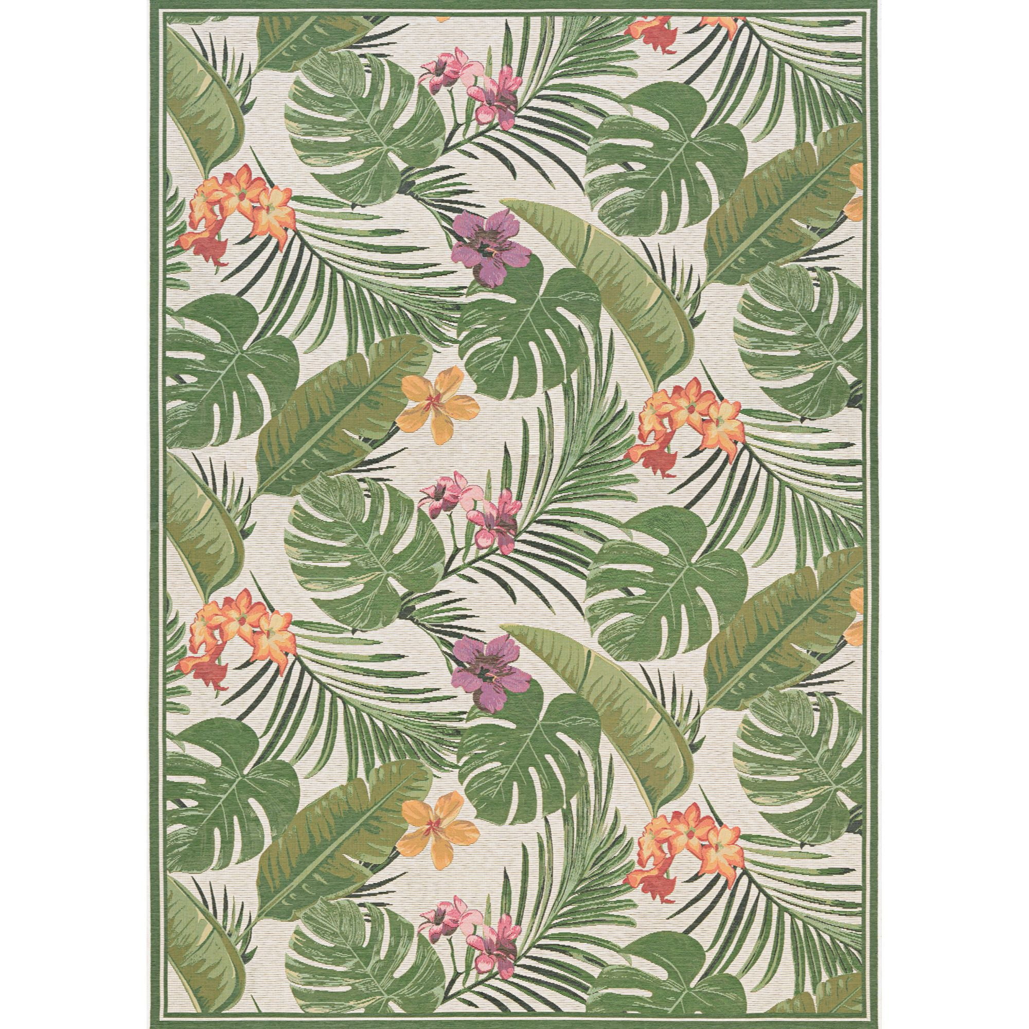 Couristan Dolce Flowering Fern Indoor / Outdoor Area Rug, Ivory-Hunter ...