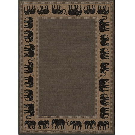 Couristan Elephant Area Rug, Cocoa/Black ,Runner, 2'3" x 7'10"