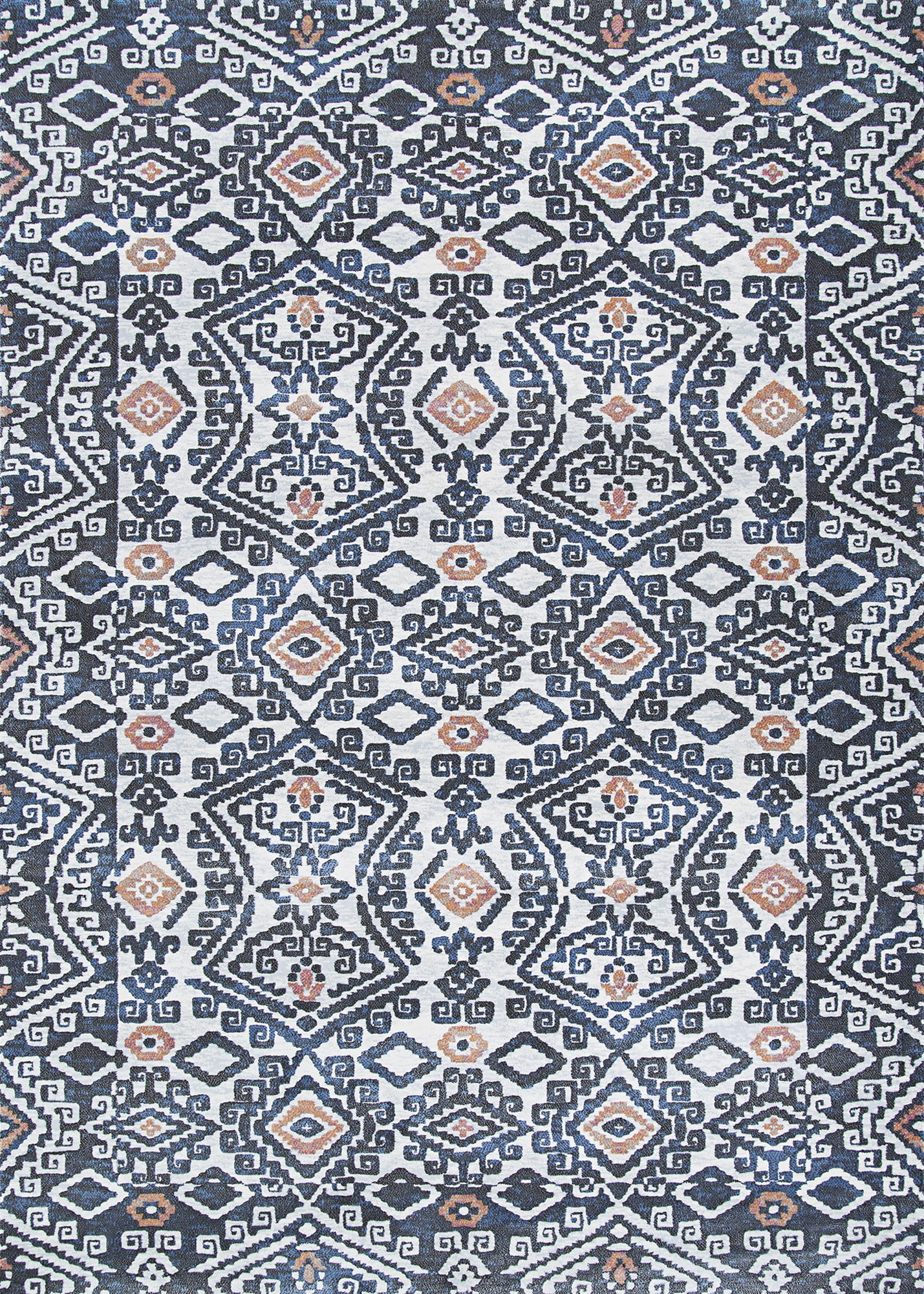 Couristan Everest Bohemia Area Rug, 2'7" x 7'10" Runner, Denim-Ivory