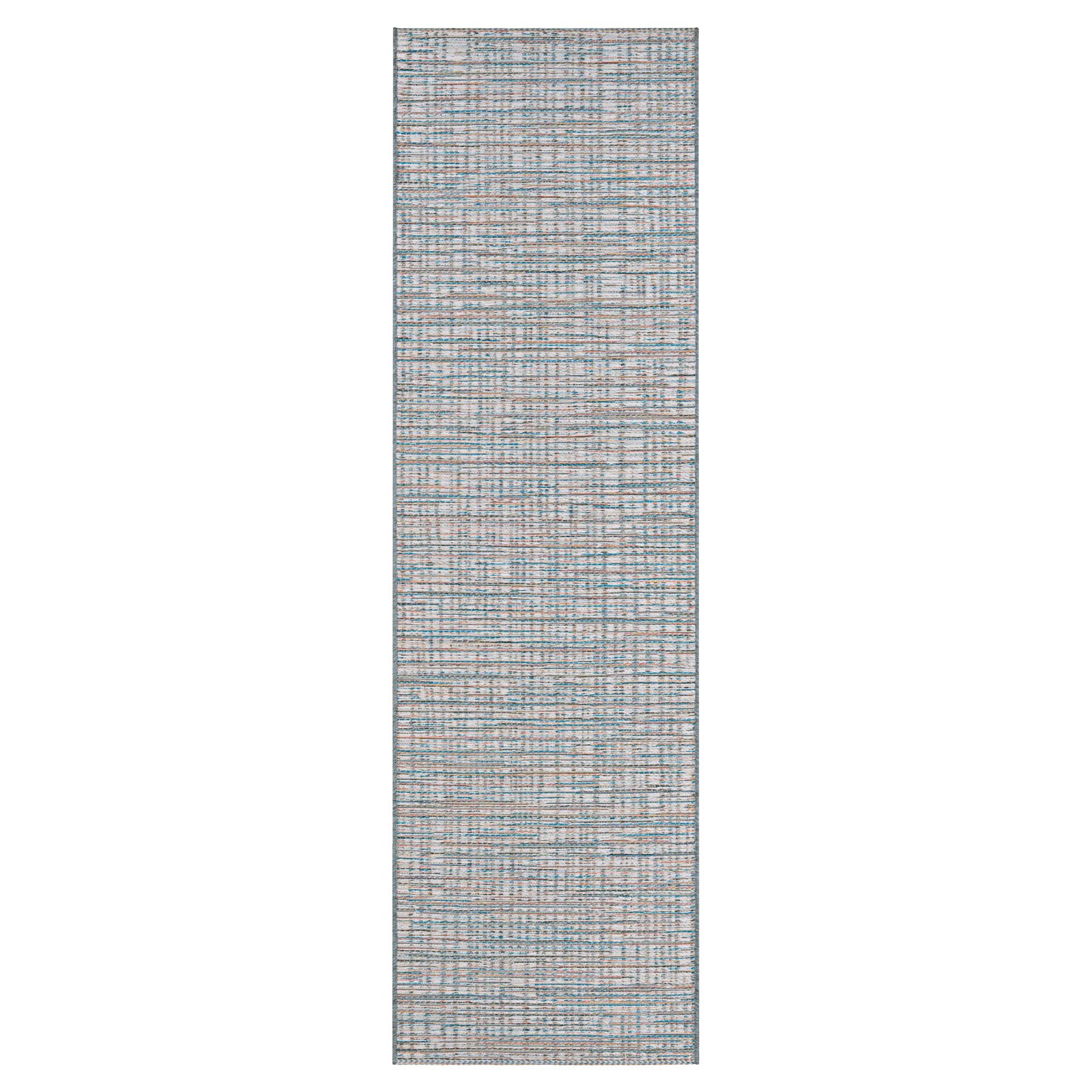 Ivory-Coral Synthetic Flat-Woven Outdoor Runner Rug, 2'3" x 7'10"