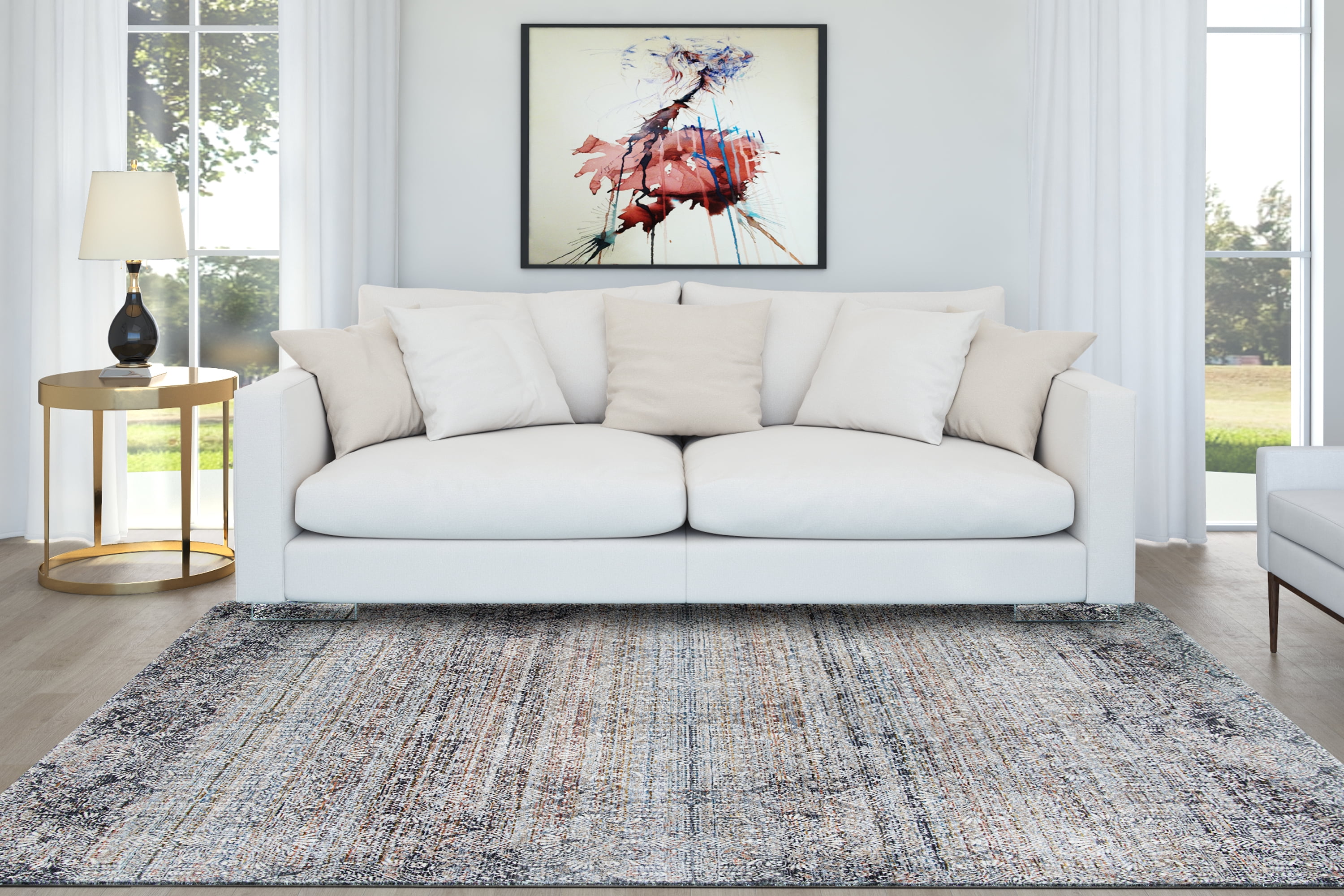 Couristan Luxor Barocco Antique Beige-Pewter Area Rug, 9'10" x 13'9"