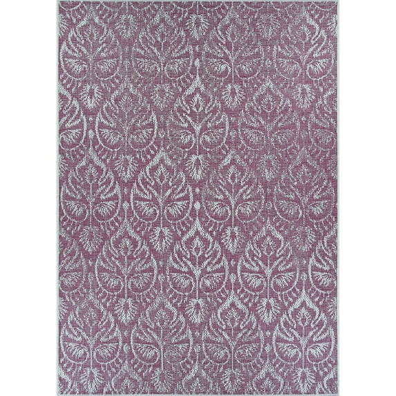 Couristan 2' x 3.5' Purple and Ivory Floral Rectangular Area Throw Rug
