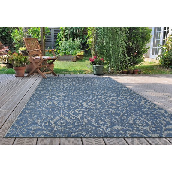 Couristan Marseille St. Marcel Indoor/Outdoor Area Rug, 5'3" x 7'6", Blue