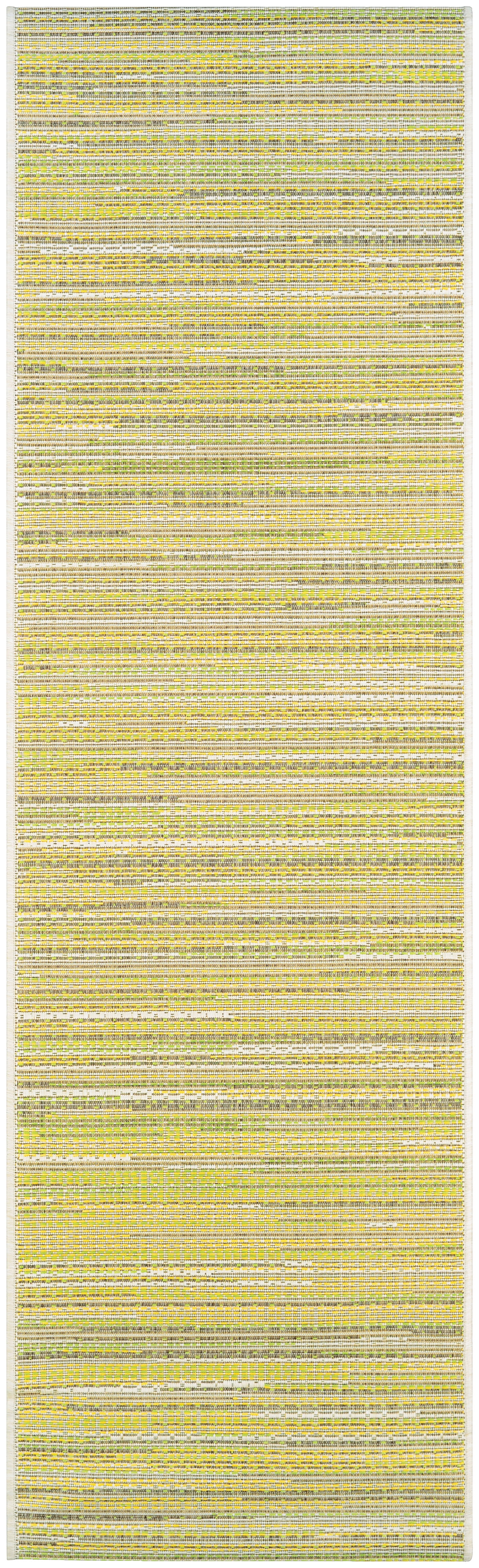 Monaco Sand-Sea Mist-Lemon Stripe 2x7 Synthetic Runner Rug