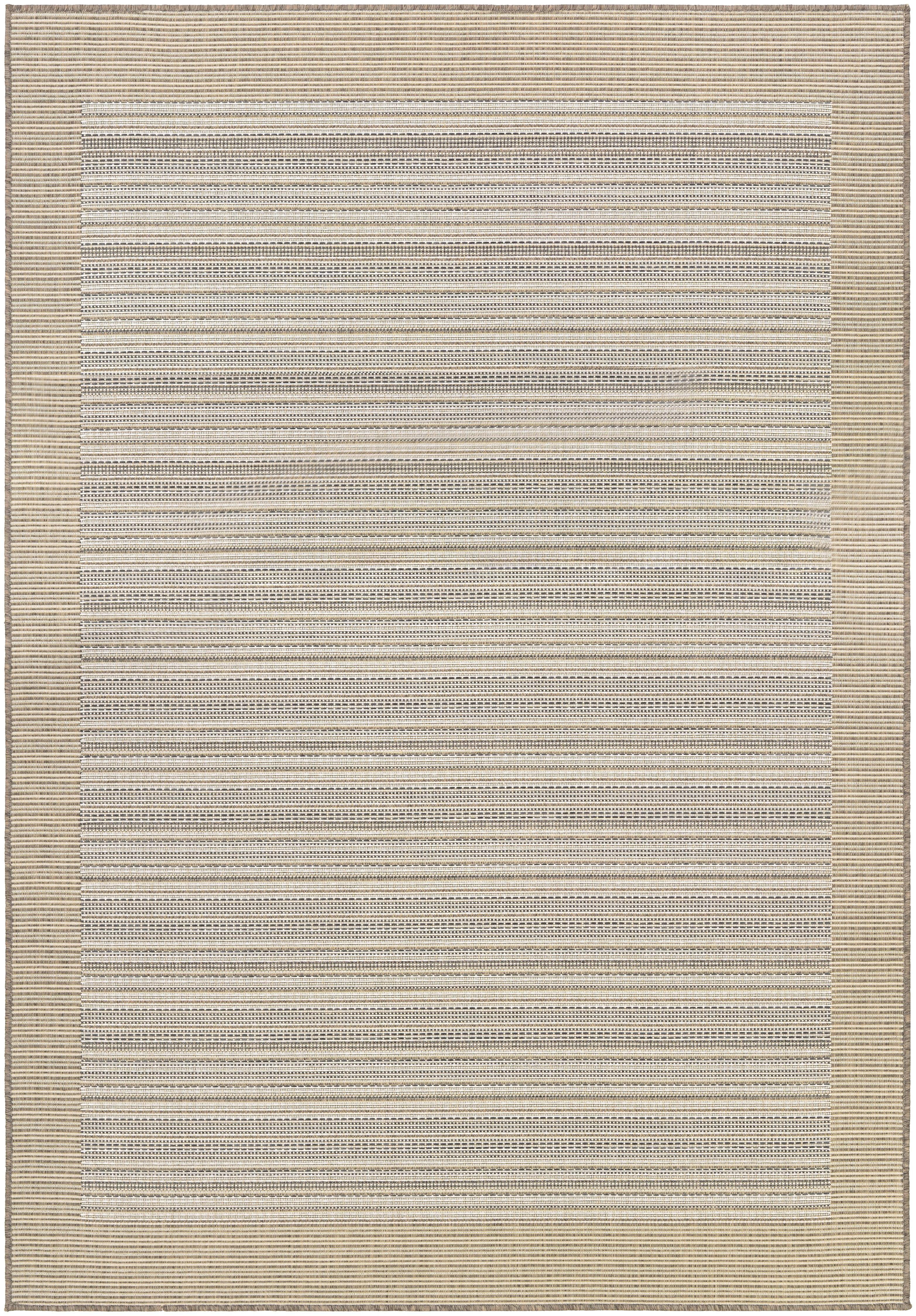 Ivory Stripe Easy-Care Synthetic 6' x 9' Outdoor Rug