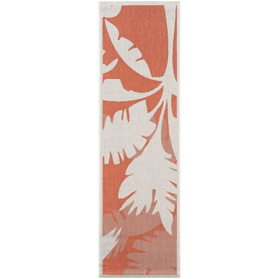 Couristan Monaco Coastal Flora Indoor / Outdoor Area Rug, Ivory-Orange, 2'3" x 11'9" Runner
