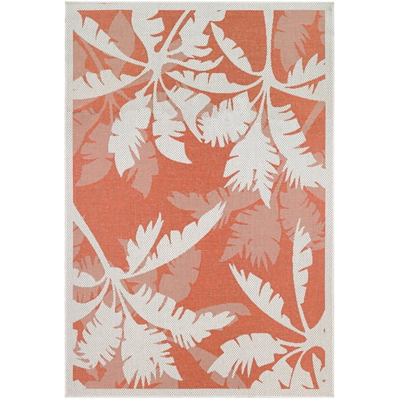 Couristan Monaco Coastal Flora Indoor / Outdoor Area Rug, Ivory-Orange, 5'10" x 9'2"