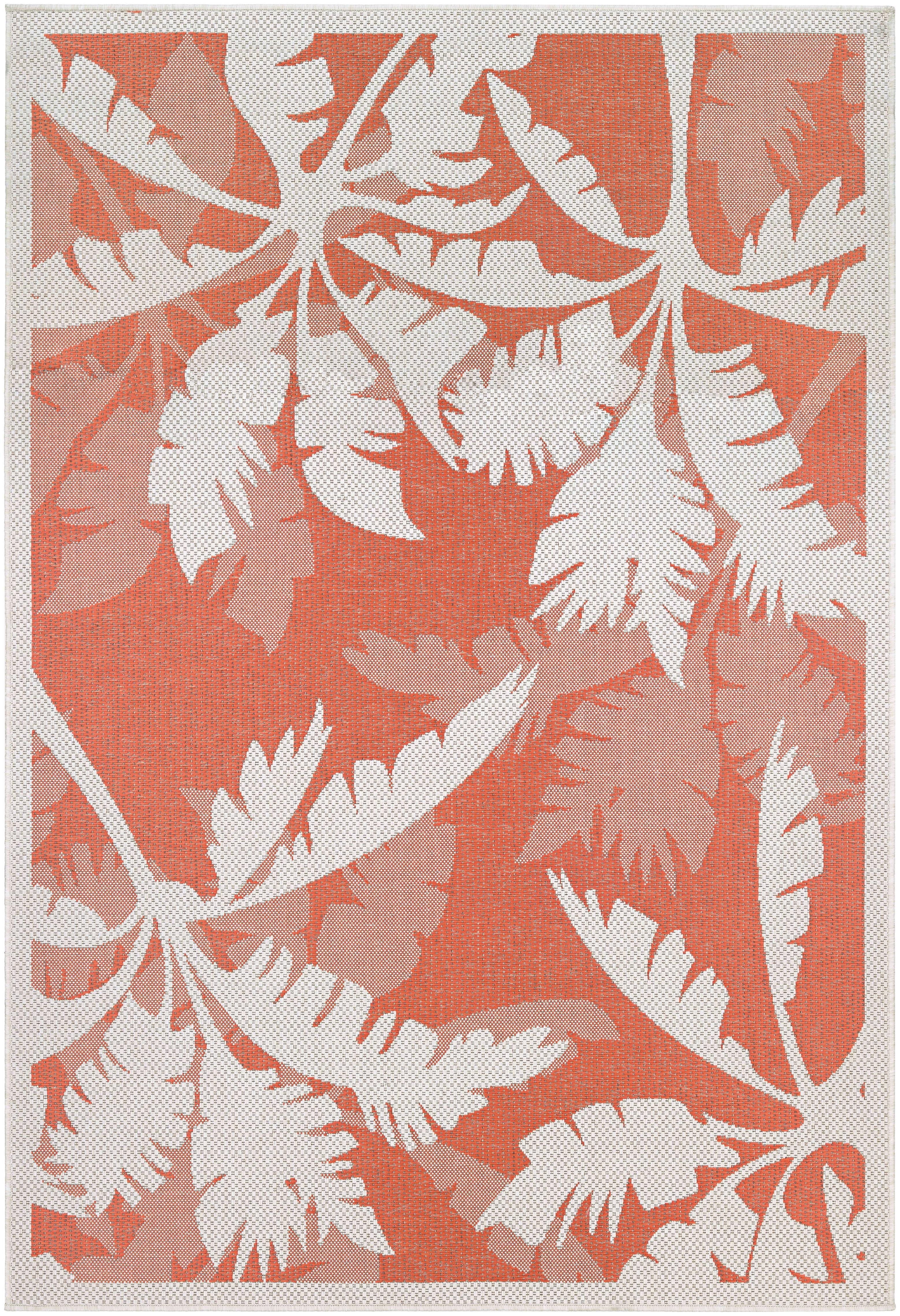 Couristan Monaco Coastal Flora Indoor / Outdoor Area Rug, Ivory-Orange, 5'3" x 7'6"