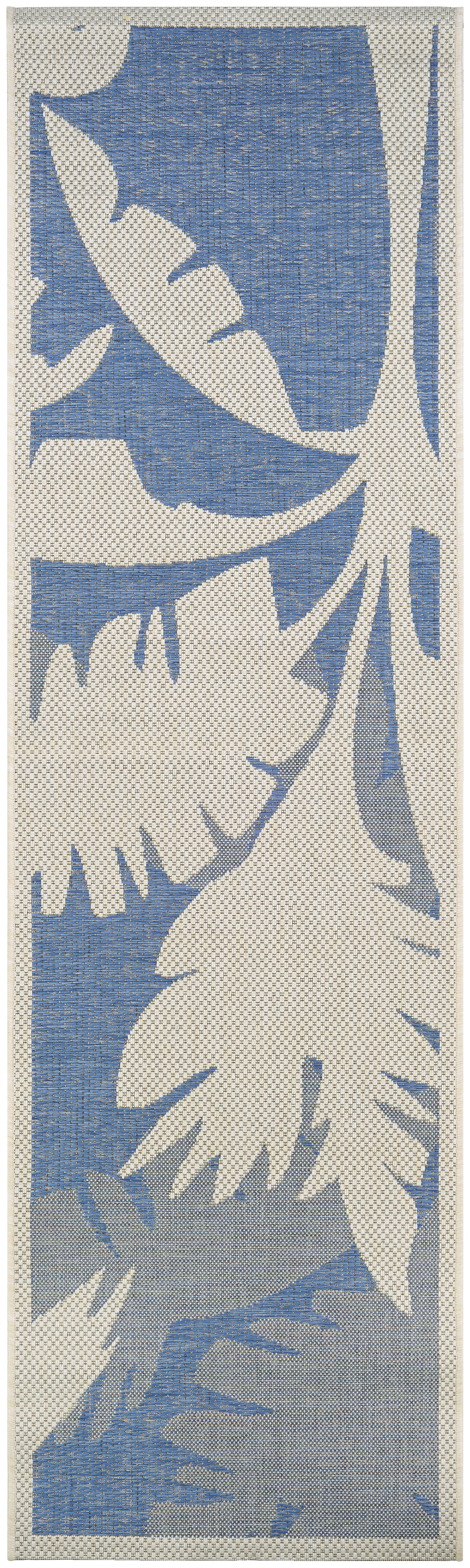 Couristan Monaco Coastal Flora Indoor / Outdoor Area Rug, Ivory-Sapphire Blue, 2'3" x 7'10" Runner