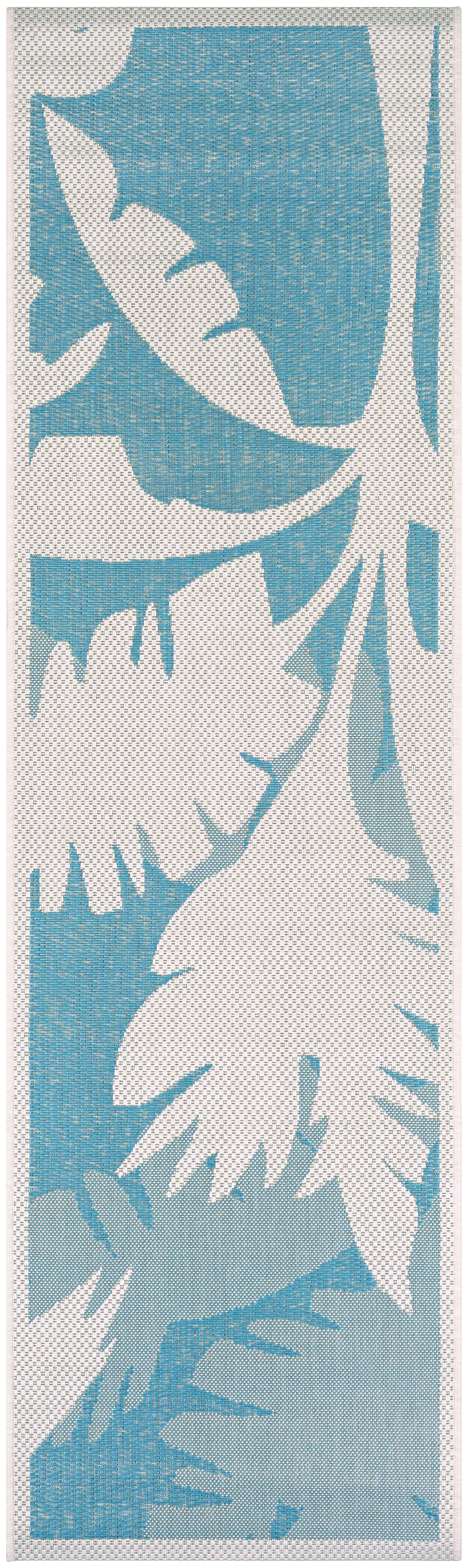 Monaco Ivory-Turquoise Synthetic 2x8 Geometric Runner Rug