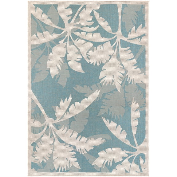 Couristan Monaco Coastal Flora Indoor / Outdoor Area Rug, Ivory-Turquoise Blue, 2' x 3'7"