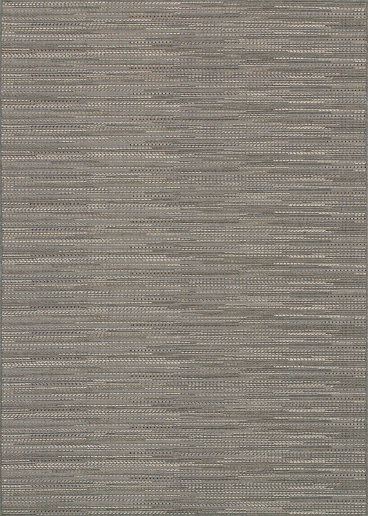 Modern Grey-Multi Stripe Synthetic Flatweave Area Rug, 7'6" x 10'9"