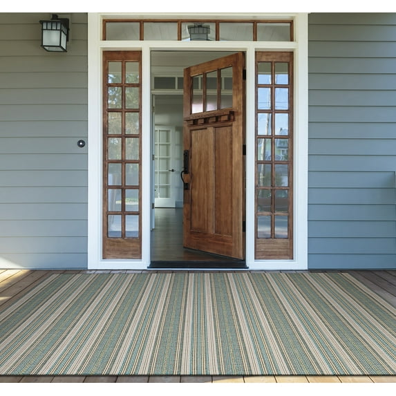 Couristan Monaco Marbella Indoor / Outdoor Area Rug, Blue Mist-Ivory, 8'6" x 13'