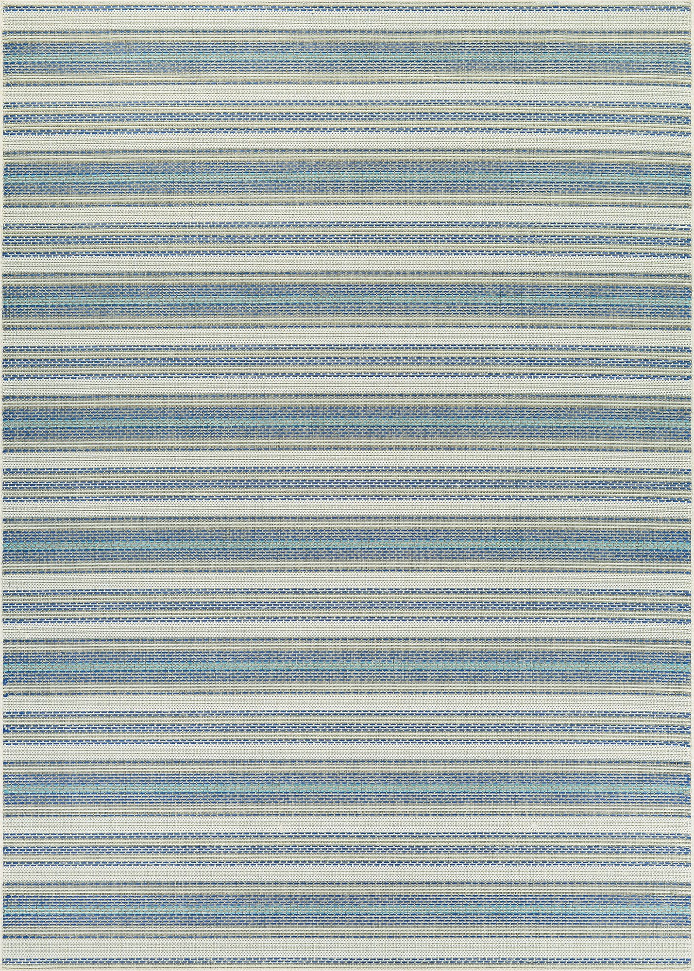 Monaco Ivory-Sand-Azure 5' x 7' Stripe Indoor/Outdoor Area Rug