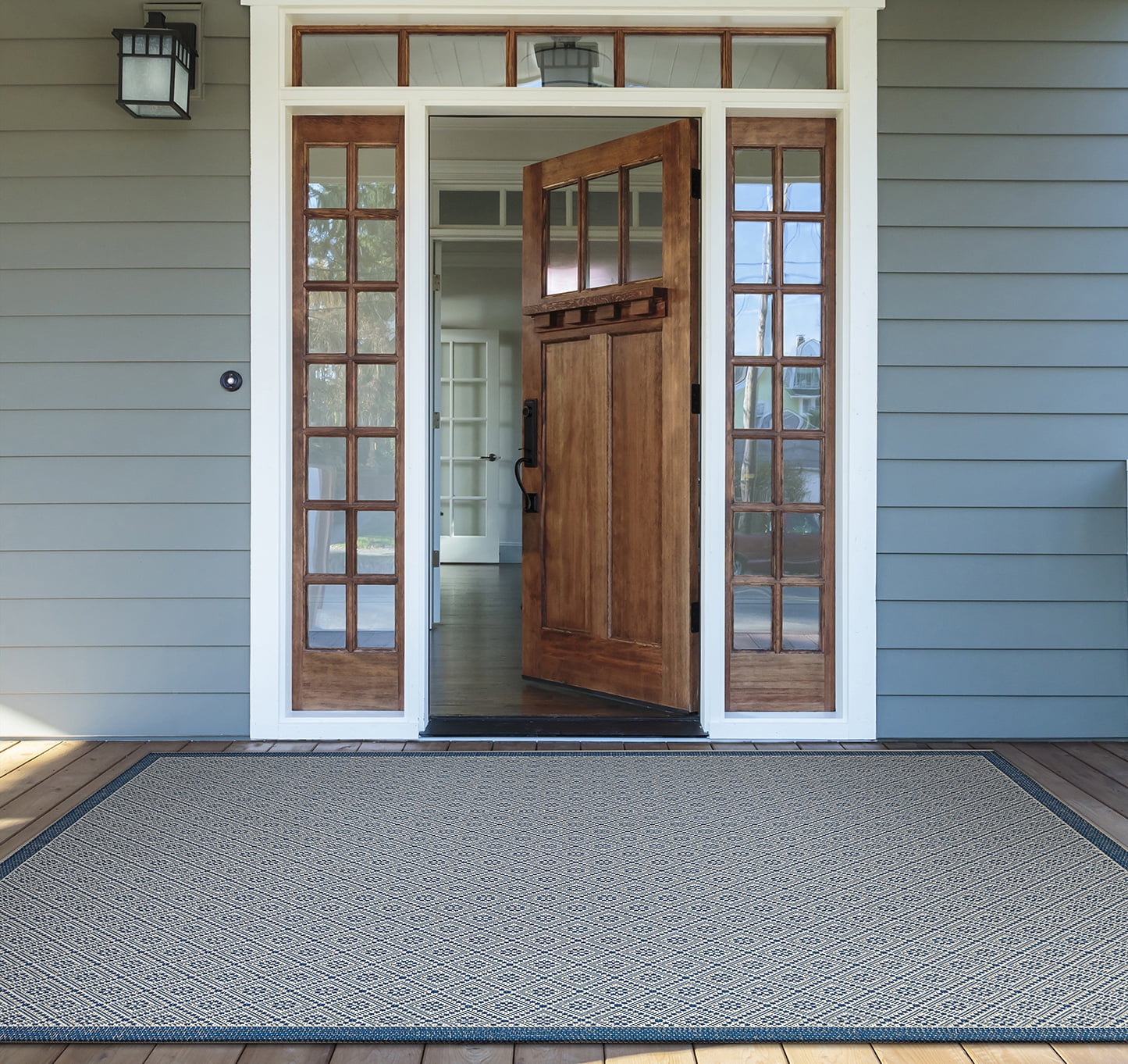 Sea Pier Area Rug, Sand/Azure ,Rectangle, 7'6" x 10'9"