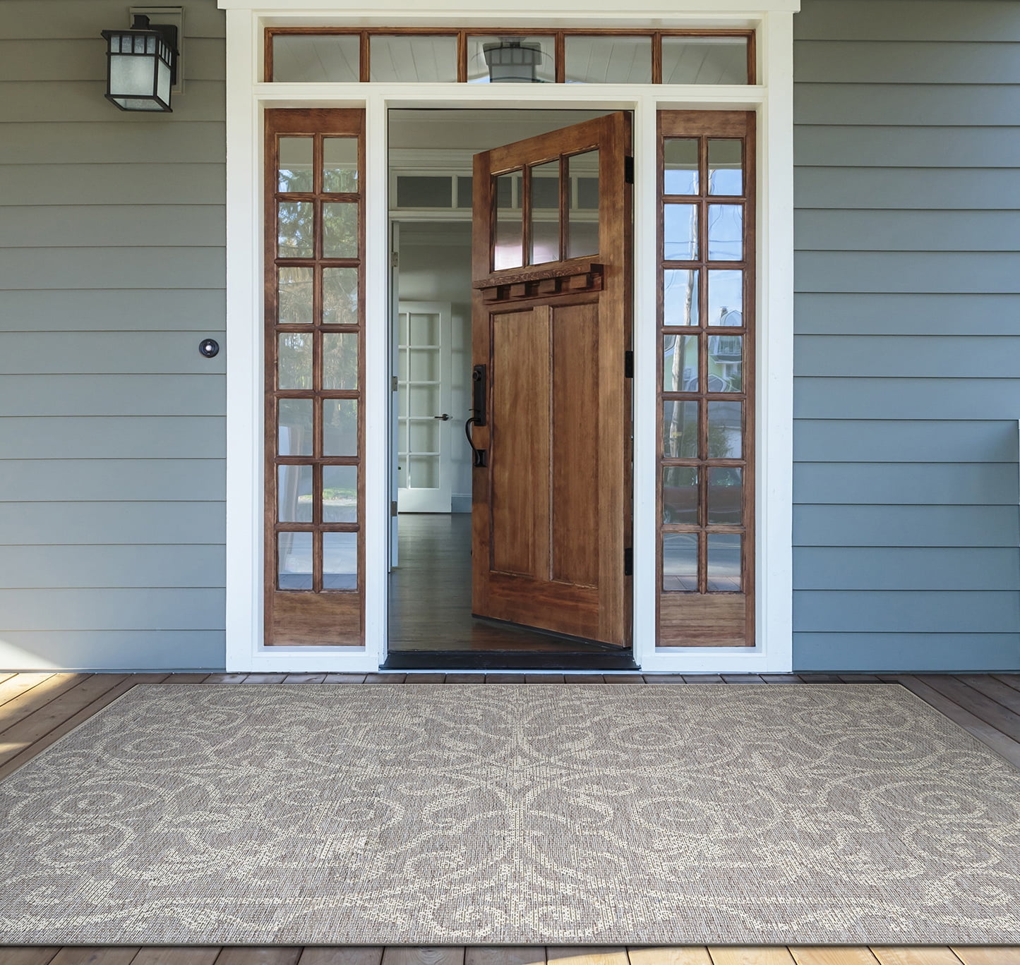 Cocoa Natural Geometric Flatwoven Synthetic Area Rug 3'9" x 5'5"