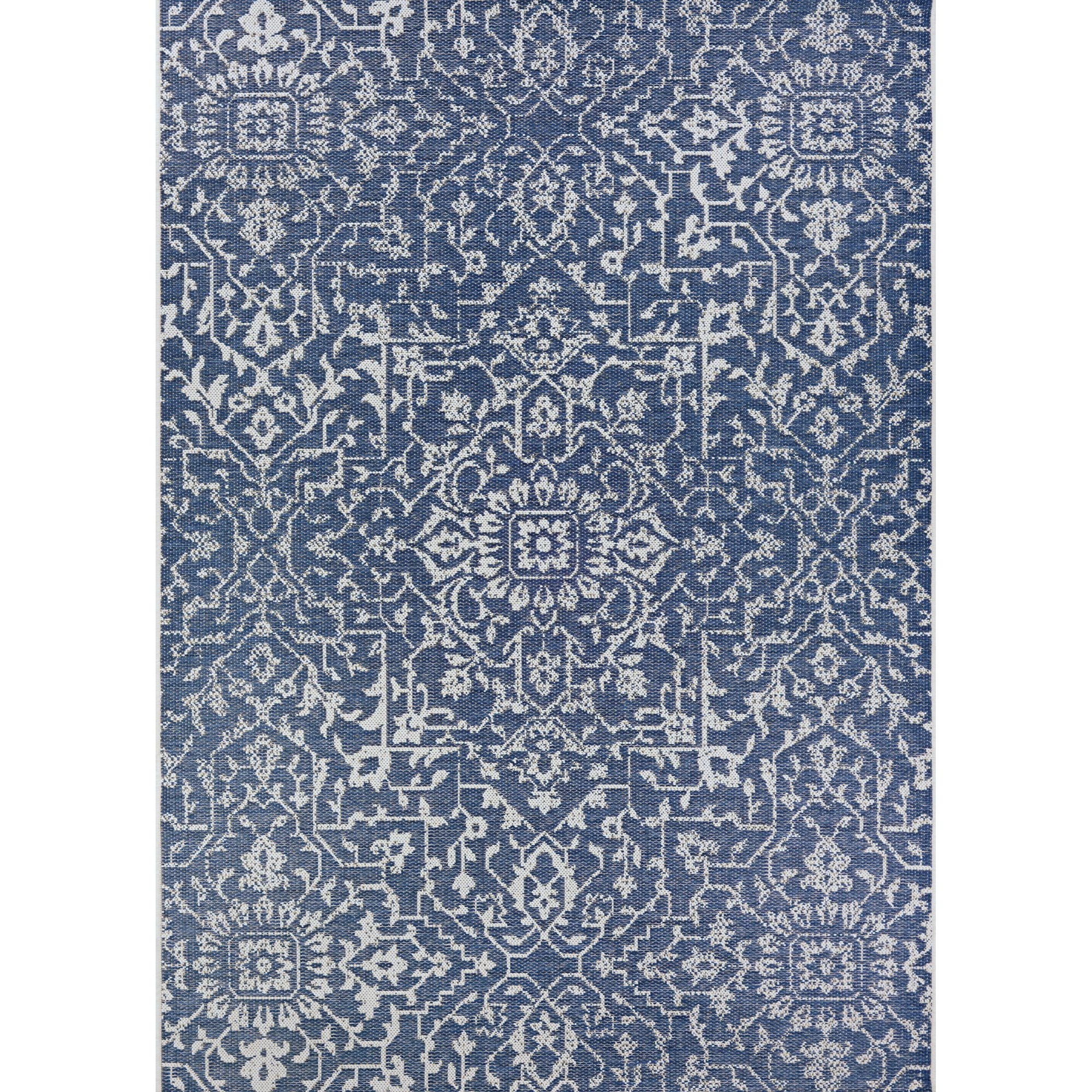 Couristan Monte Carlo Palmette Indoor/Outdoor Area Rug, 5'3" x 7'6", Navy-Ivory