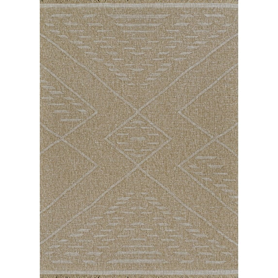 Couristan Naturalistic Rattan Indoor/ Outdoor Area Rug, Natural-Cream, 6'6" x 9'