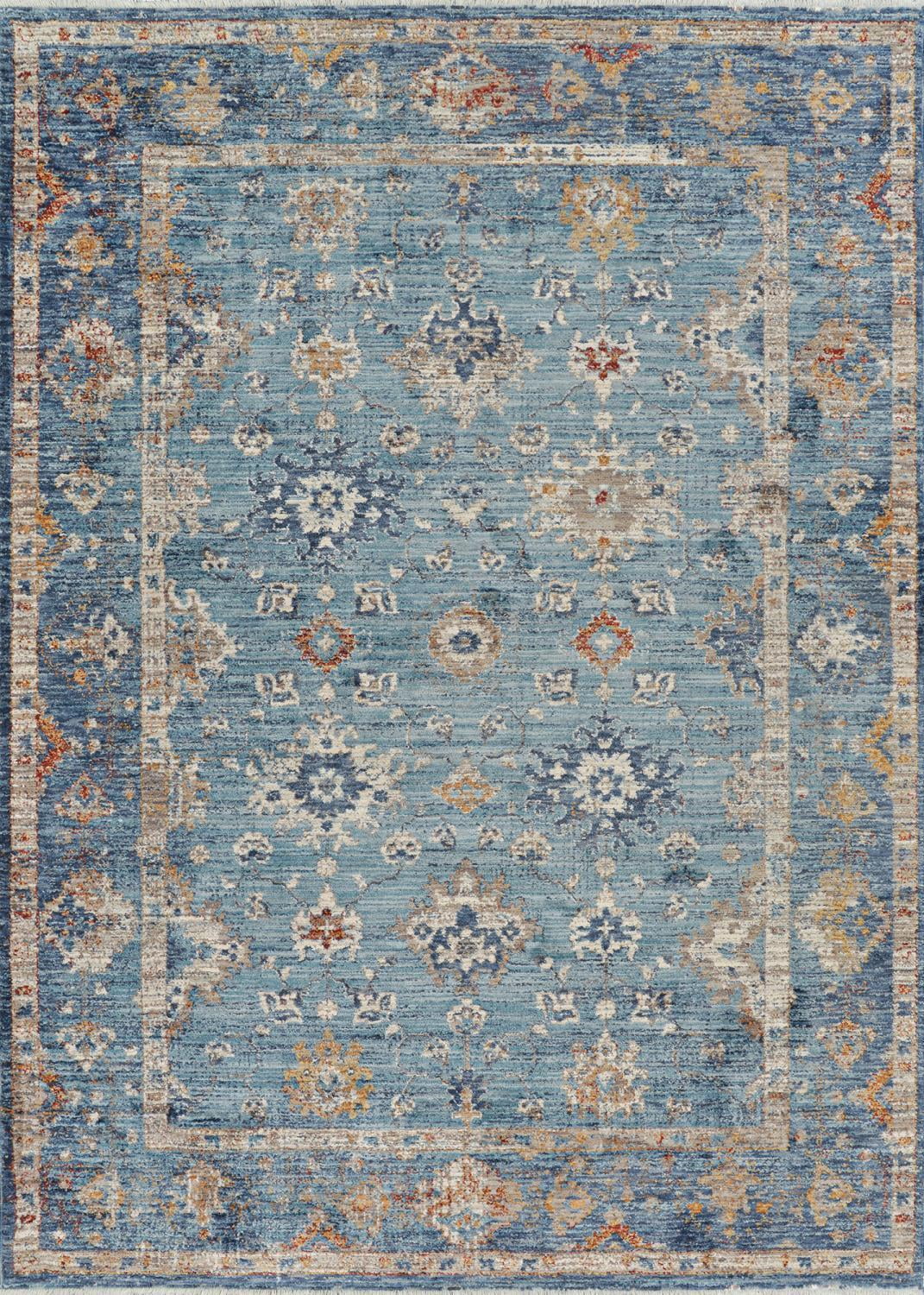 Handmade Blue Synthetic Medium Pile Rectangle Rug 5' x 7'