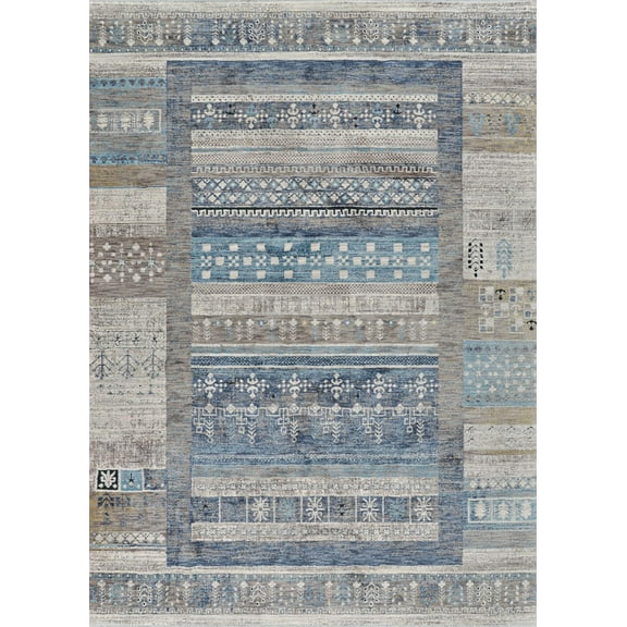 Couristan Nostalgia Serapi Area Rug, Denim-Tawny, 5'3" x 7'6"