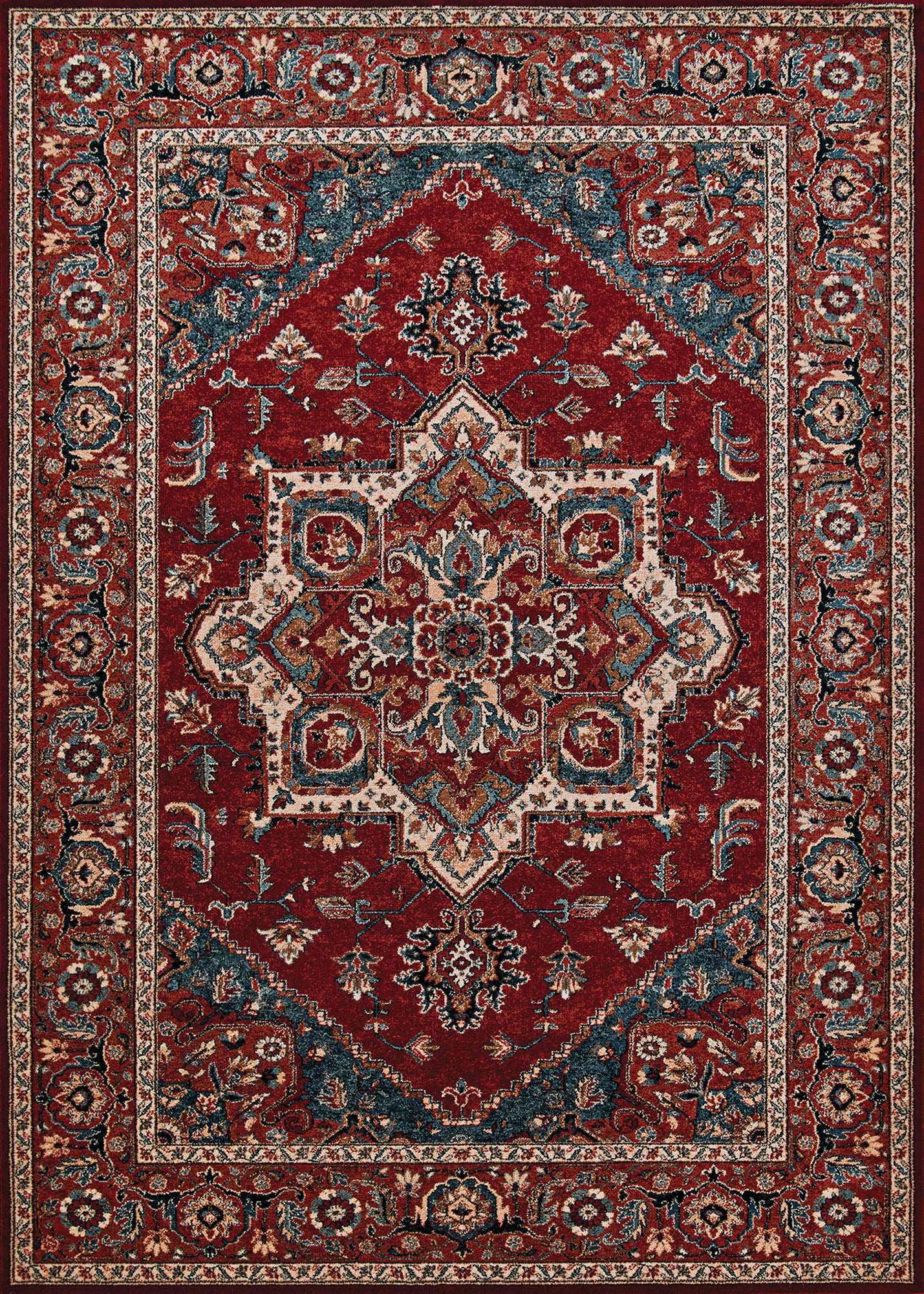 Antique Red Wool Rectangular Area Rug, 4'6" x 6'6"