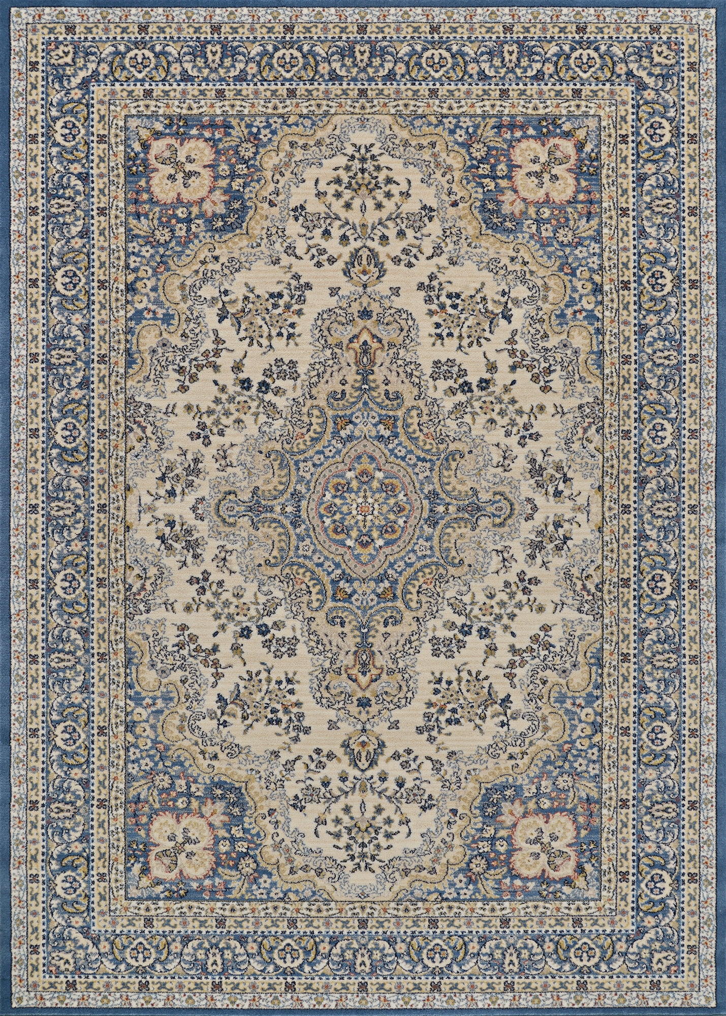 Powder Blue and Alabaster Wool Handmade Rectangular Rug, 6' x 9'