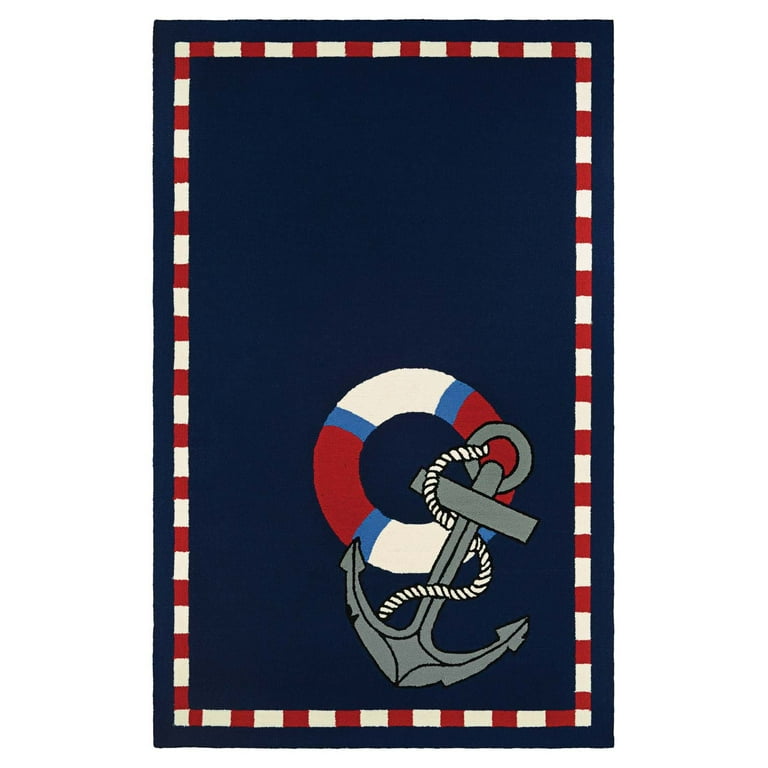 Couristan Outdoor Escape Anchors Away Navy Area Rug - 2' x 4