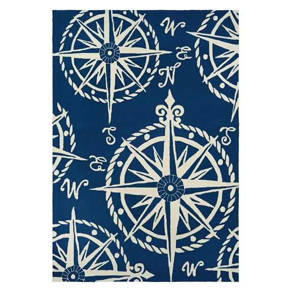 Couristan Outdoor Escape Mariner Indoor/Outdoor Area Rug, 8' x 11', Navy-Ivory