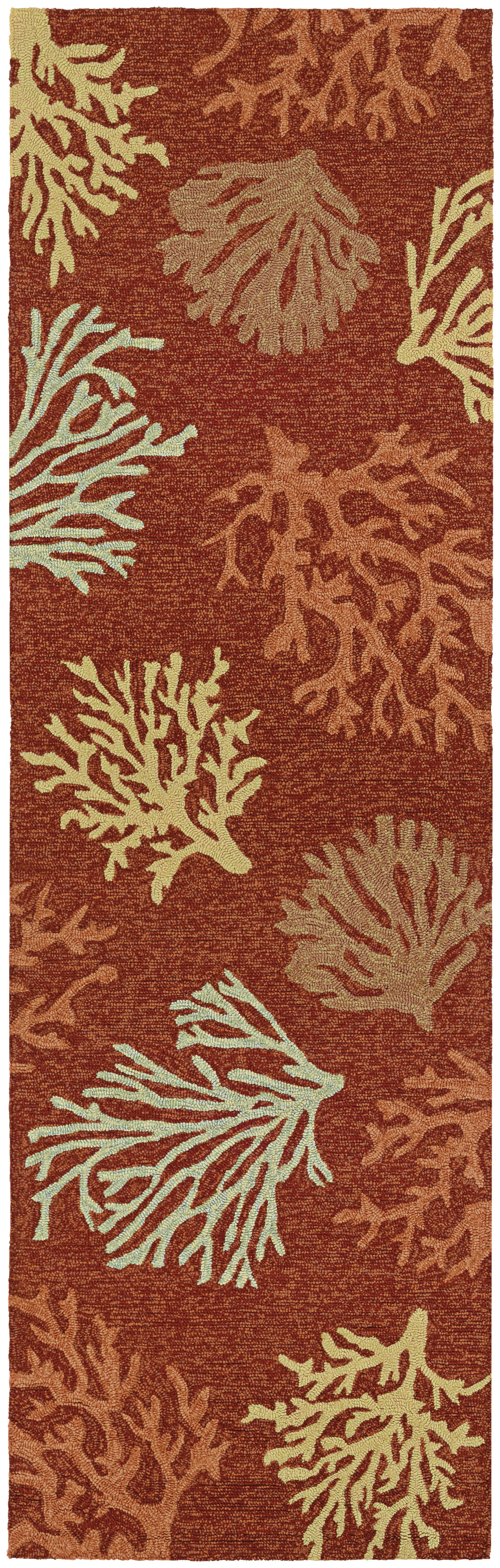 Terracotta Hand-Hooked Synthetic Reversible Runner Rug 2'6" x 8'6"