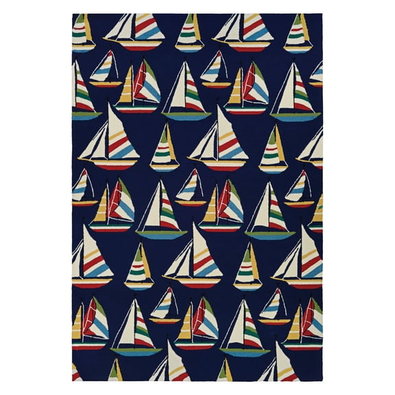 Couristan Outdoor Escape Yachting Indoor/Outdoor Area Rug, 2' x 4', Navy
