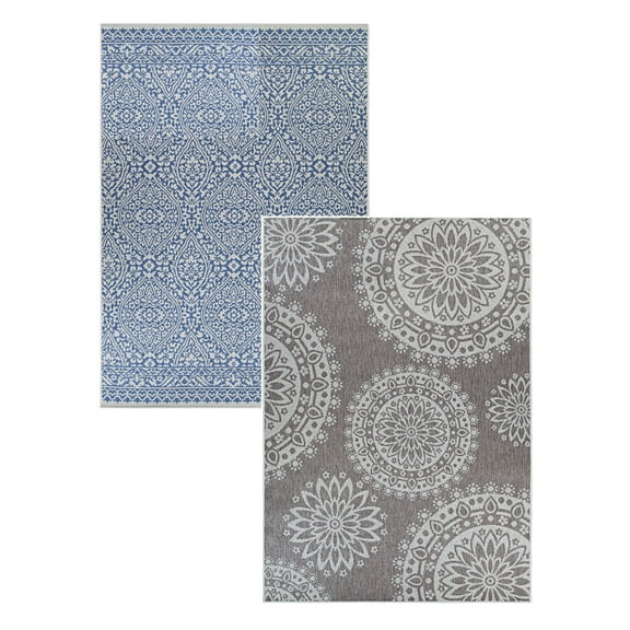 Couristan Outdurable Flower Festival Sea & Dune Indoor/Outdoor Area Rug