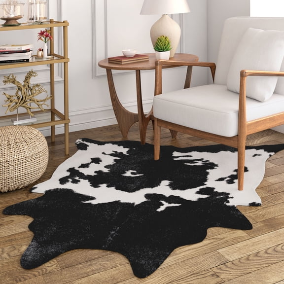 Couristan Prairie Hides Animal Print Hide Rug, Black, 3'10" x 5'1"
