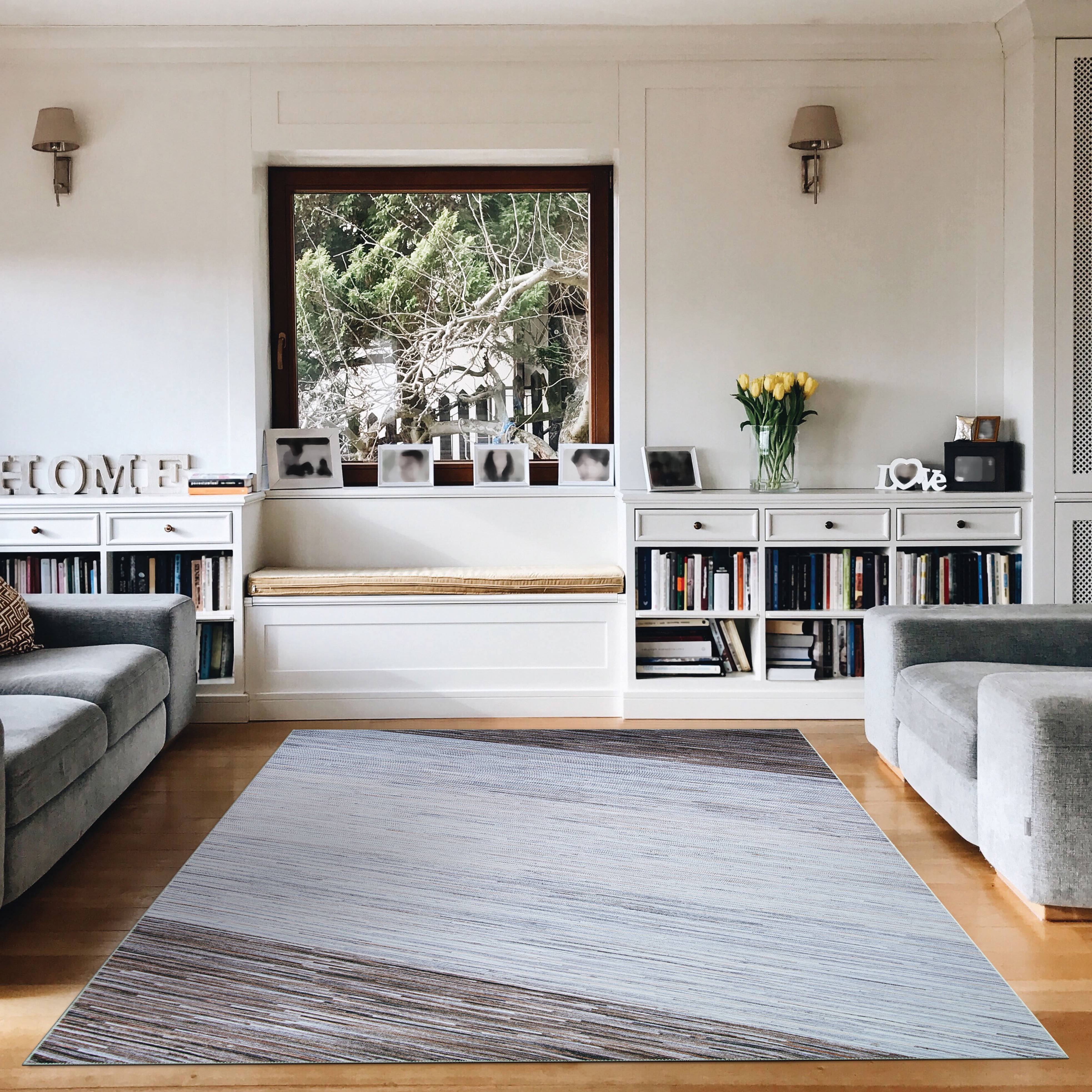 Couristan Prairie Windswept Area Rug, Bark-Grey, 3'9" x 5'5"