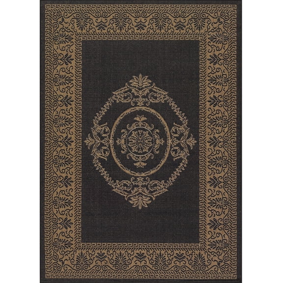 Couristan Recife Antique Medallion Area Rug, 5'10" x 9'2", Black-Cocoa