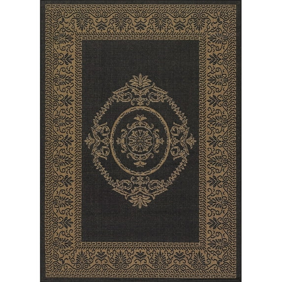 Couristan 8.5' x 13' Medallion Rectangular Area Throw Rug - Black and Brown