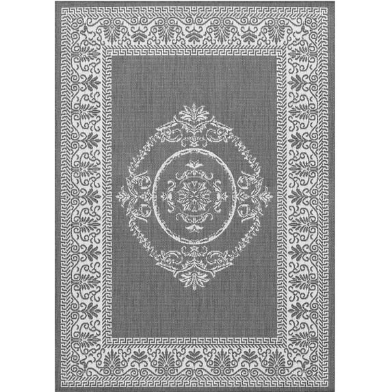 Couristan 8.5' x 13' Gray and White Rectangular Polypropylene Area Throw Rug